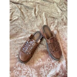 Vintage 90s predictions leather mules with wooden heel size 9